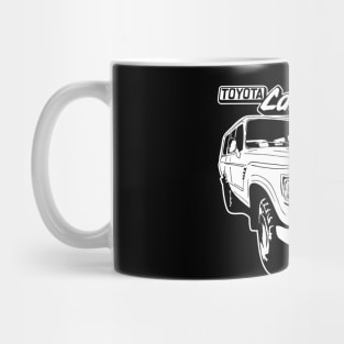 Hand-drawn FJ60 with emblem in white Mug